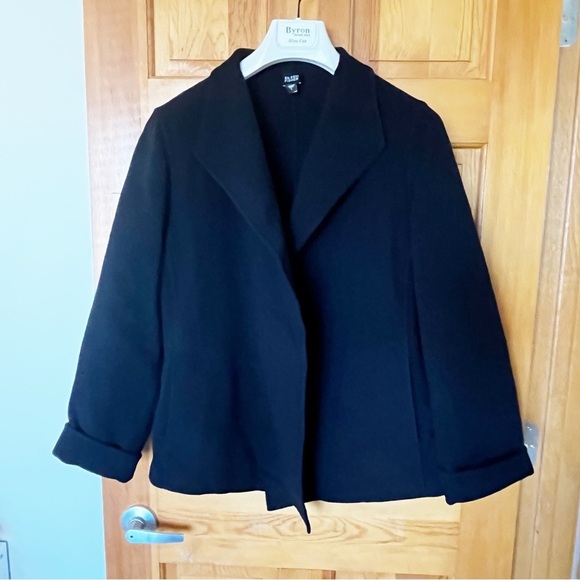 Eileen Fisher Black Jacket Blazer Sz L Wool Cashmere Luxury Minimalist Career - Picture 6 of 9